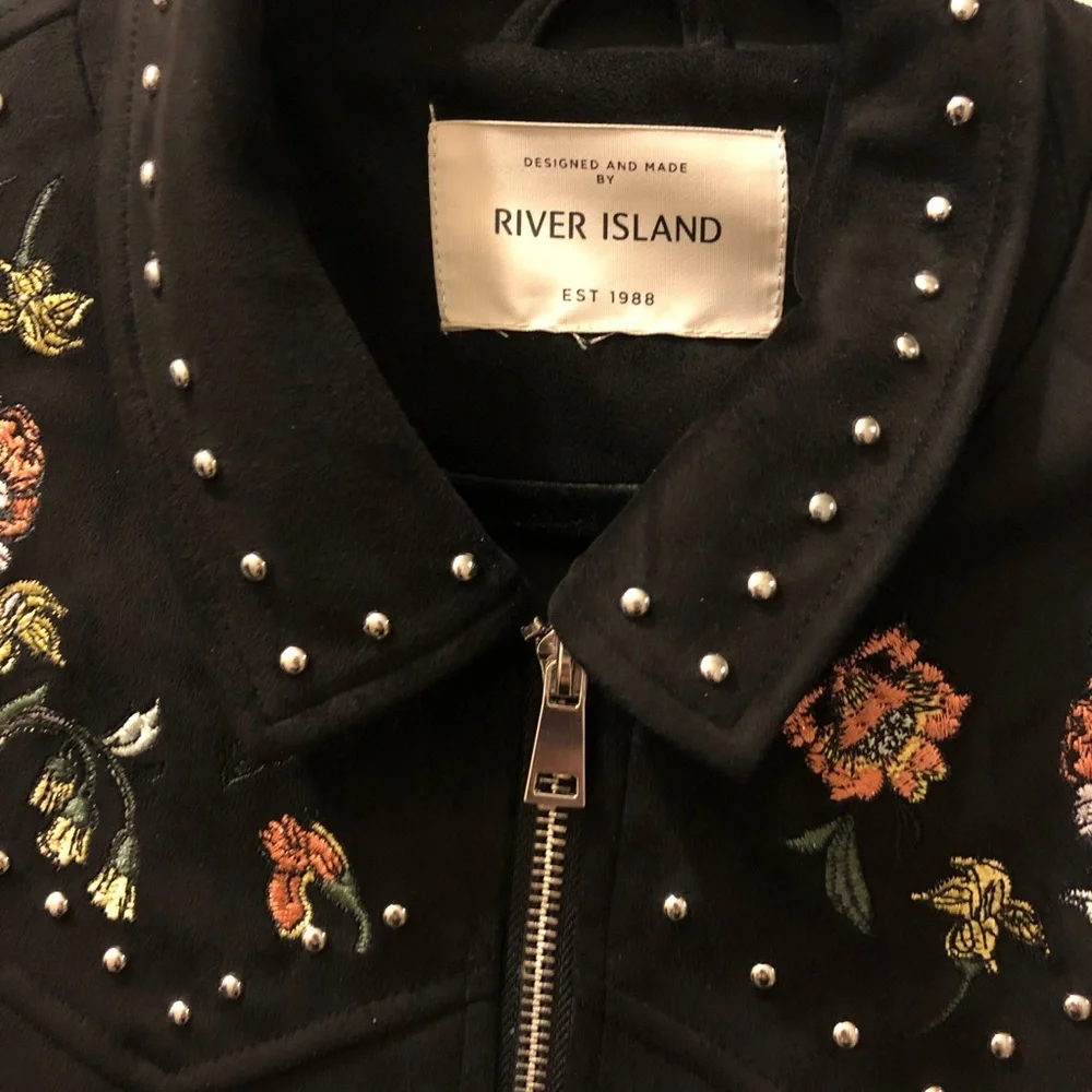 River Island embroidered suedette bomber jacket - Picture 5 of 13